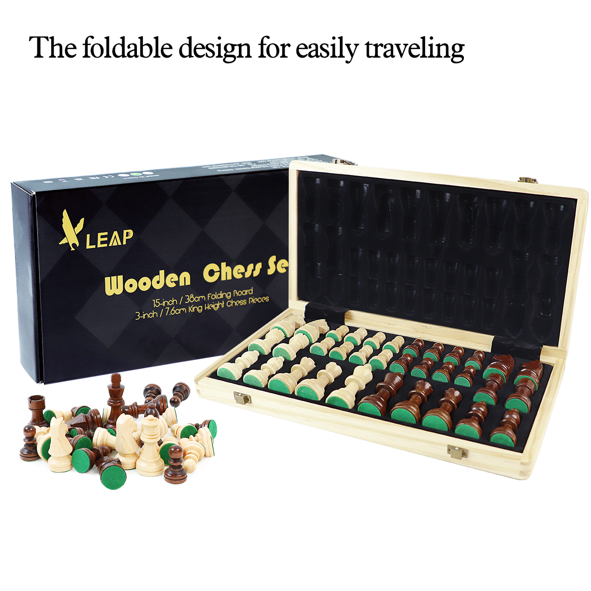 WG-CS11WM Walnut Black Without Silk Screen Chess Set